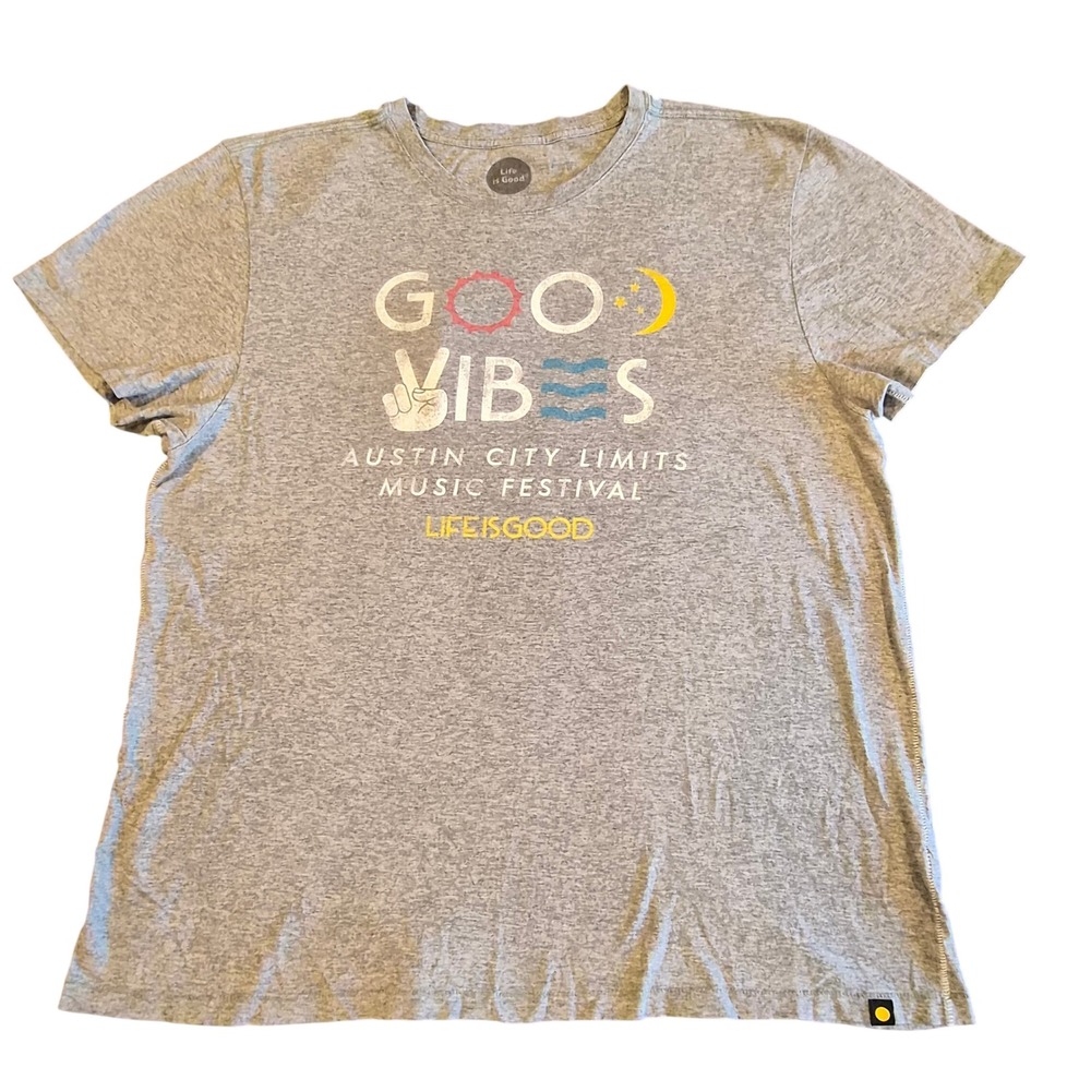 Life is Good Austin City Limits Music Festival Good Vibes Grey T-Shirt XL Slim